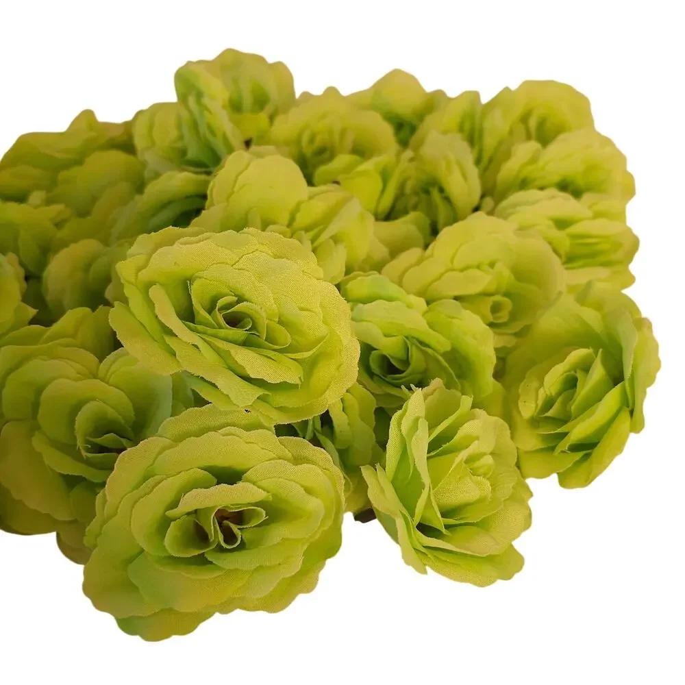 40 Lime Chartreuse Green Artificial Silk Rose Heads 3 Inch Wedding Craft Floral